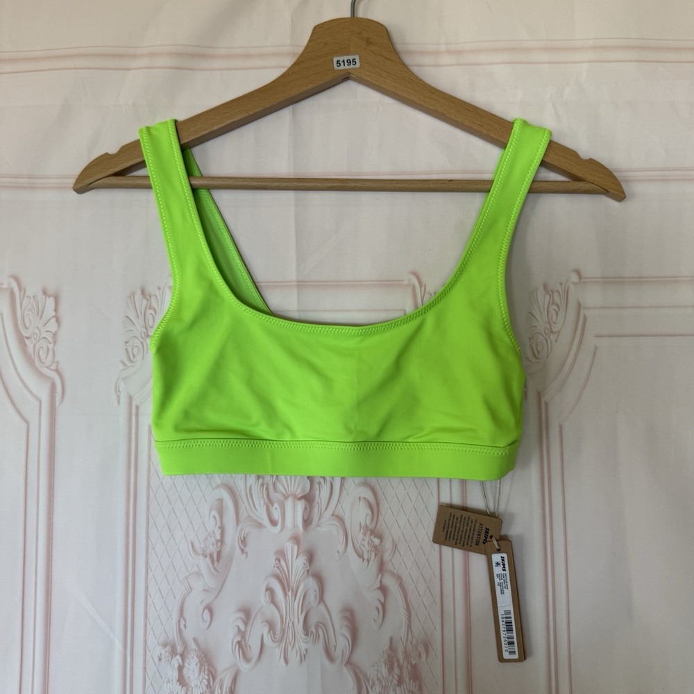 SKIMS Recycled Swim Tank Bikini Top Neon Green Size XXS NWT